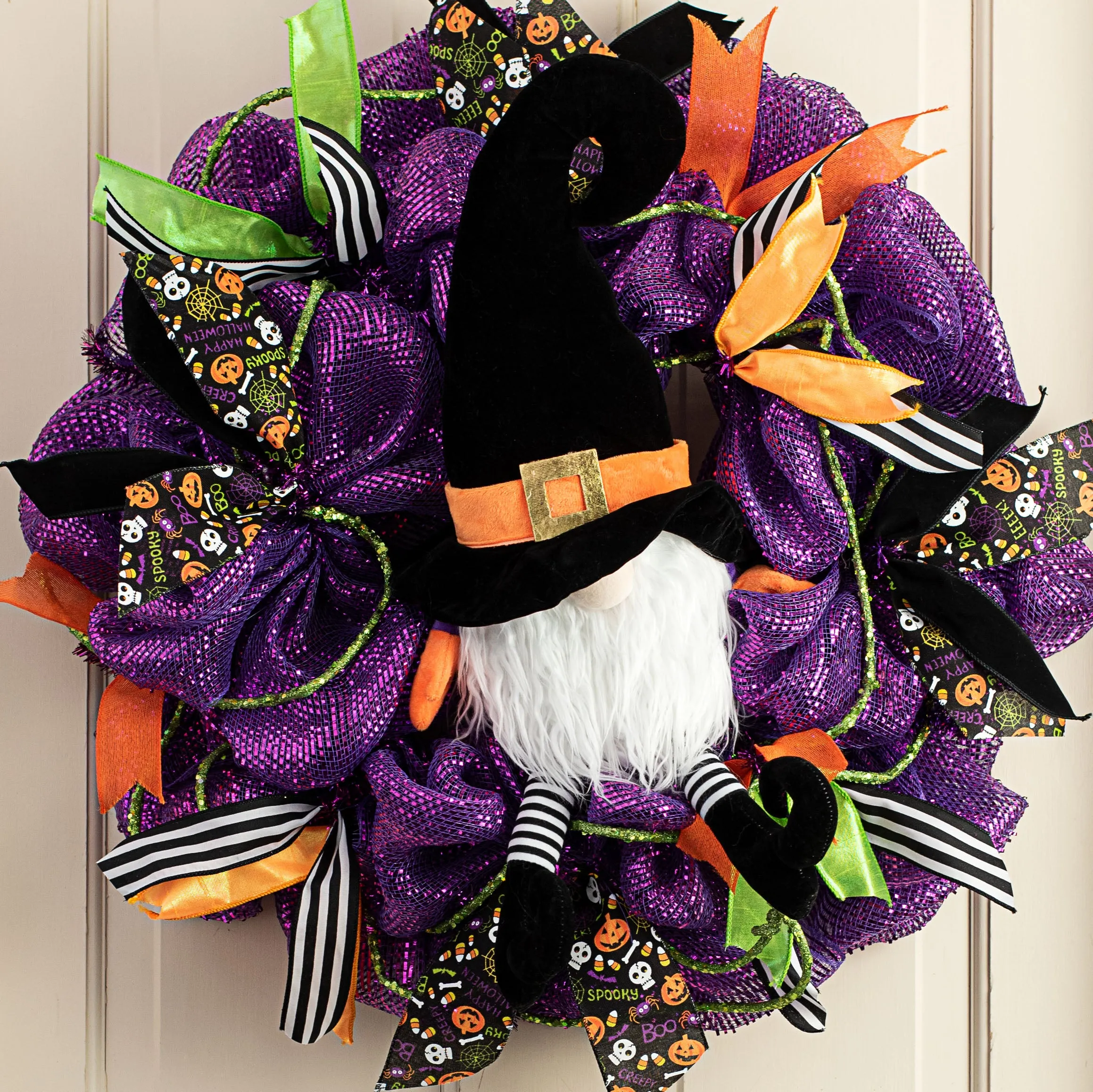 22" Plush Witch Gnome: Orange & Black