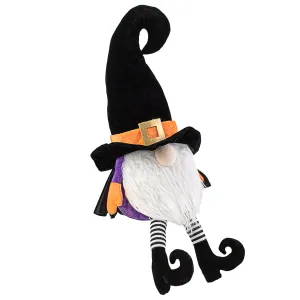 22" Plush Witch Gnome: Orange & Black