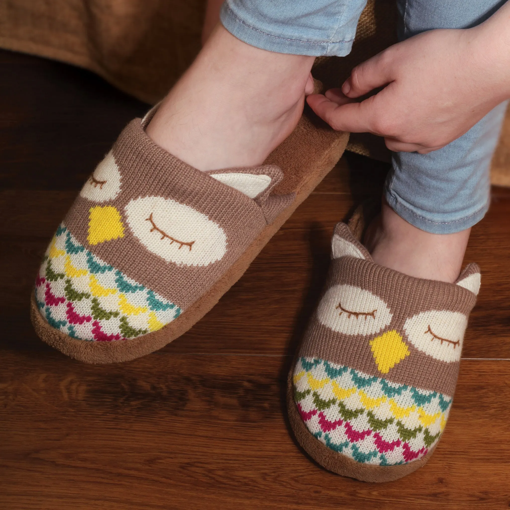 Animal Knitted Slipper Owl