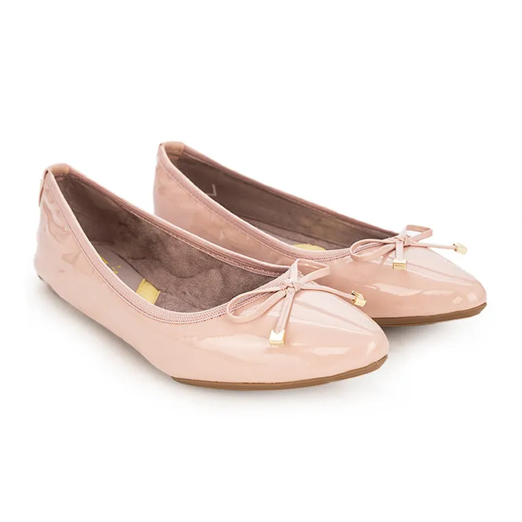 ANNIE Ballet Flat Shoes - Nude Patent