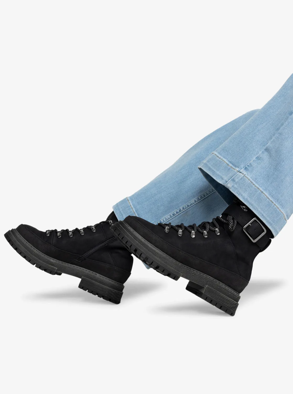 Chloe Kim Logger Ankle Boots - Black