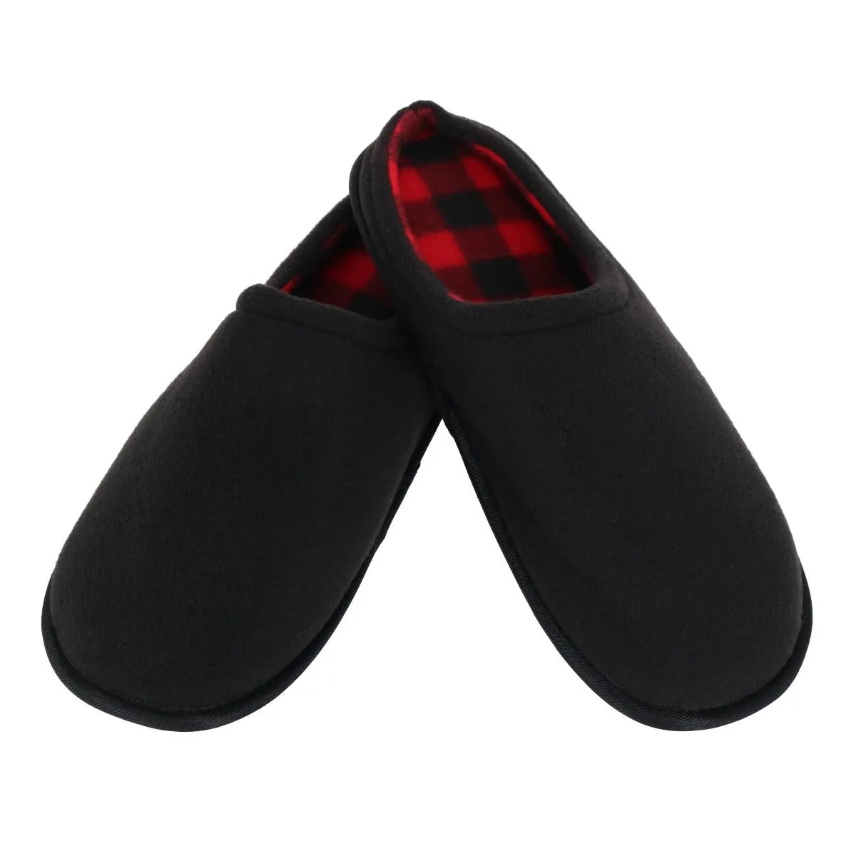 Clear Creek Men's Polar Fleece Plaid Scuff Slippers