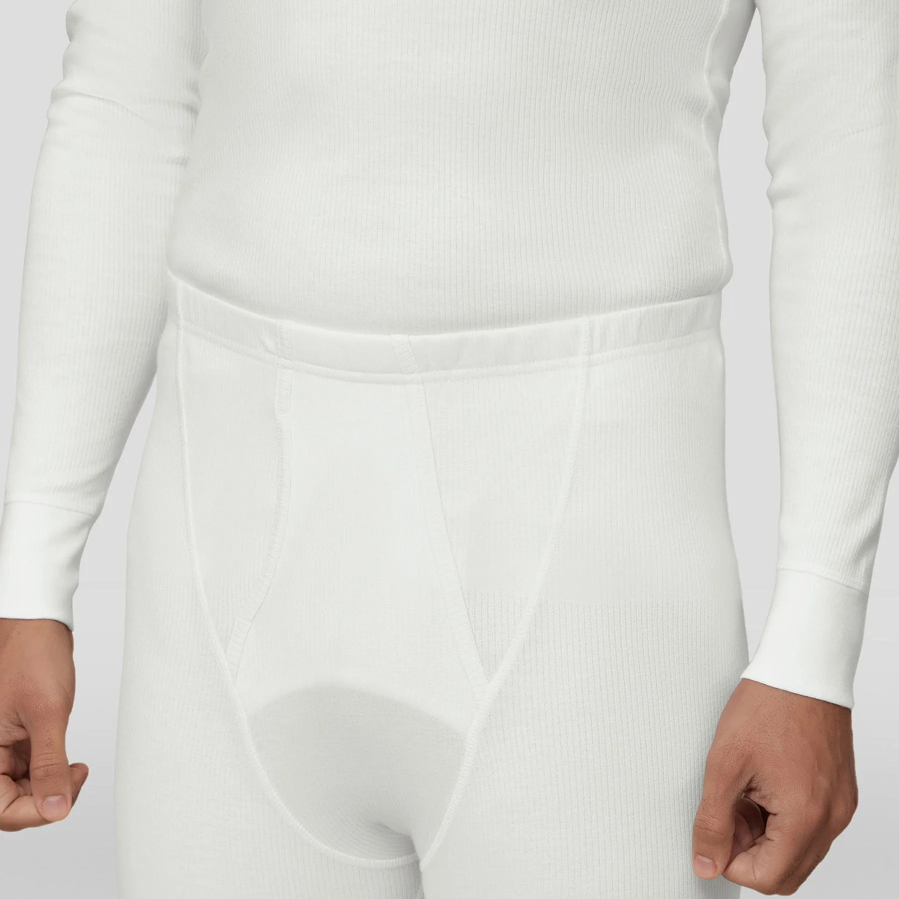 Cotton Rich Thermal Long Johns Ivory White