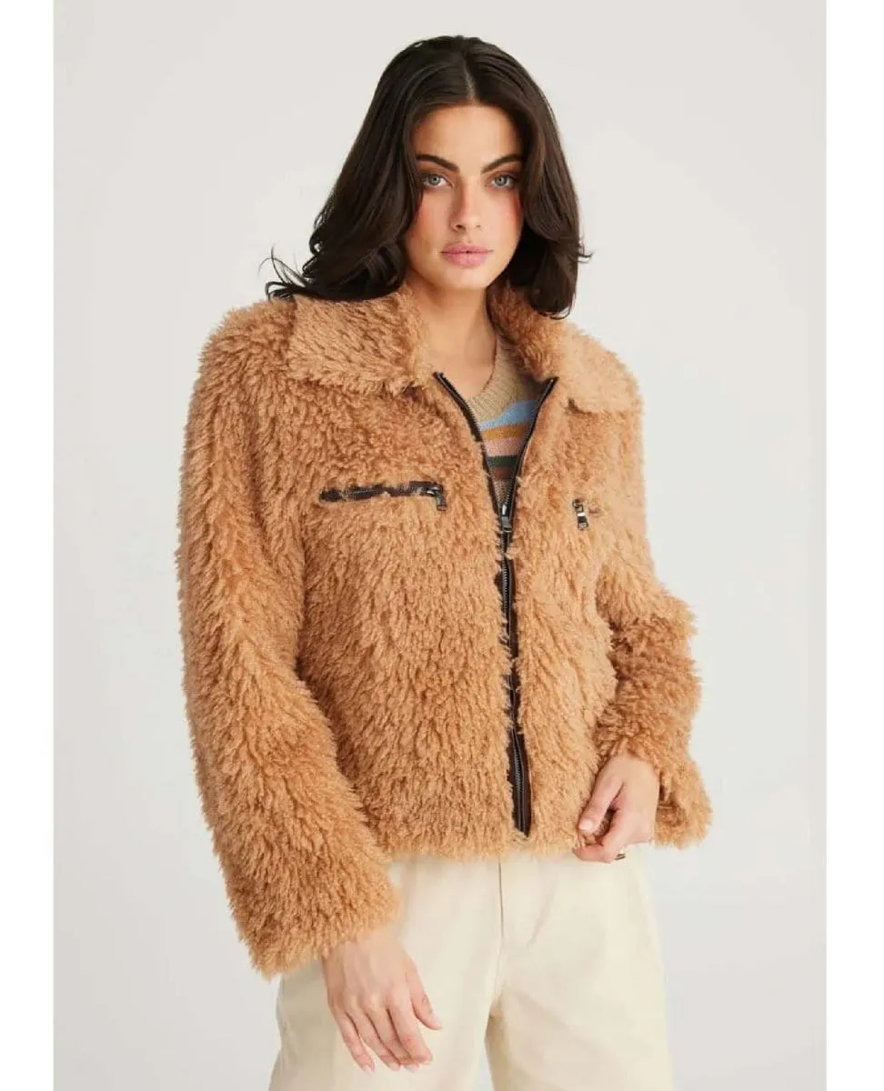 Cyrus Fuzzy Zip Jacket Biscuit