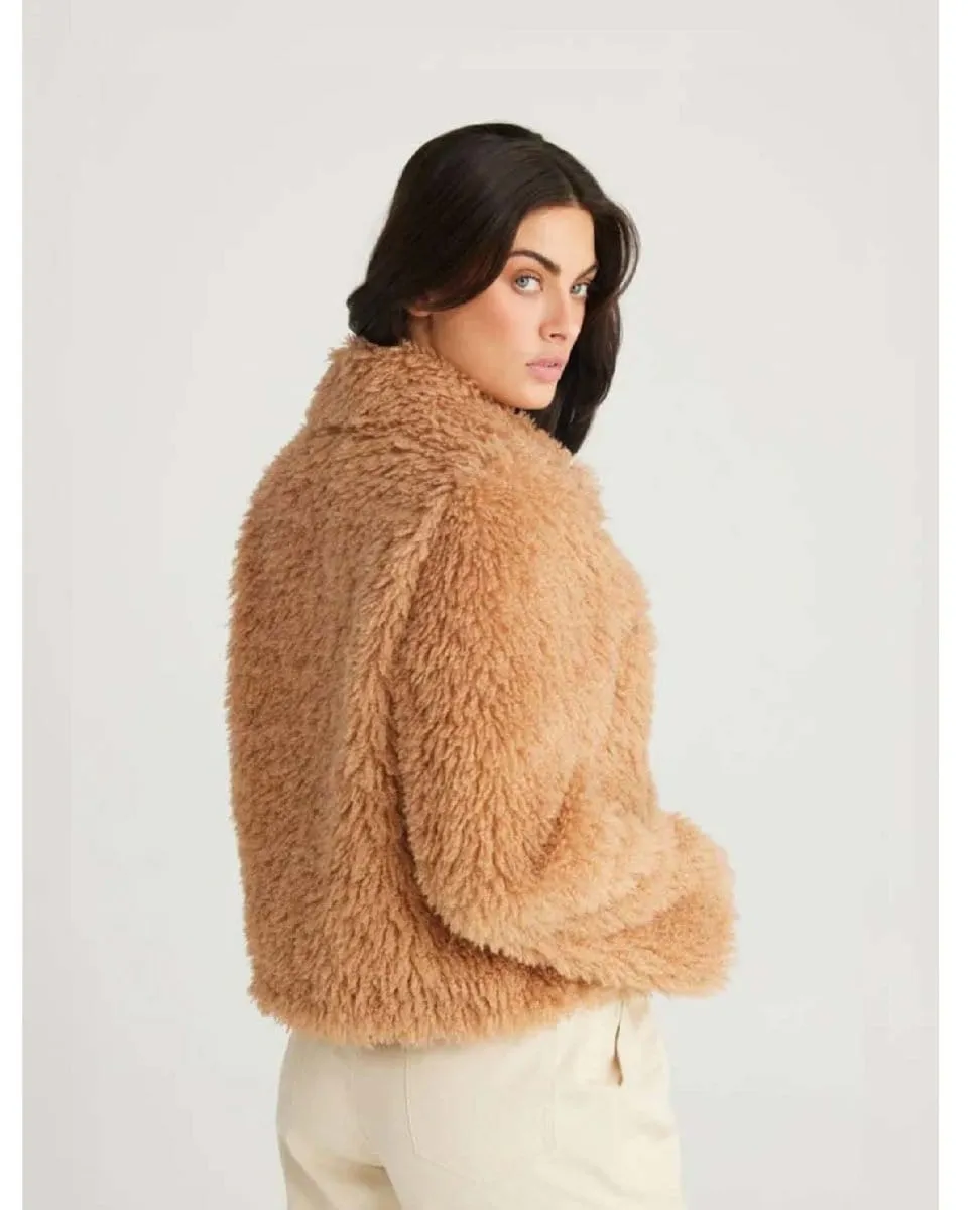 Cyrus Fuzzy Zip Jacket Biscuit