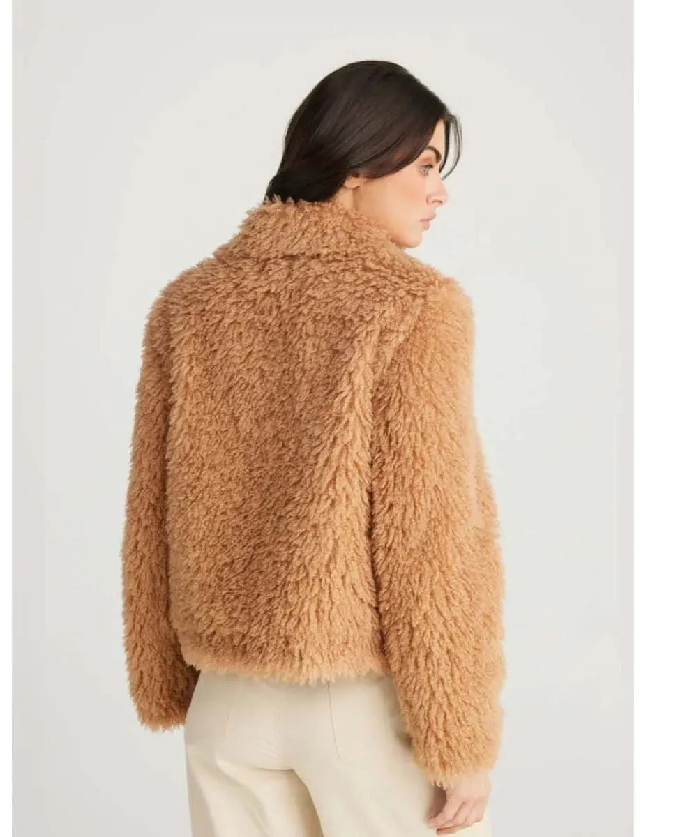 Cyrus Fuzzy Zip Jacket Biscuit