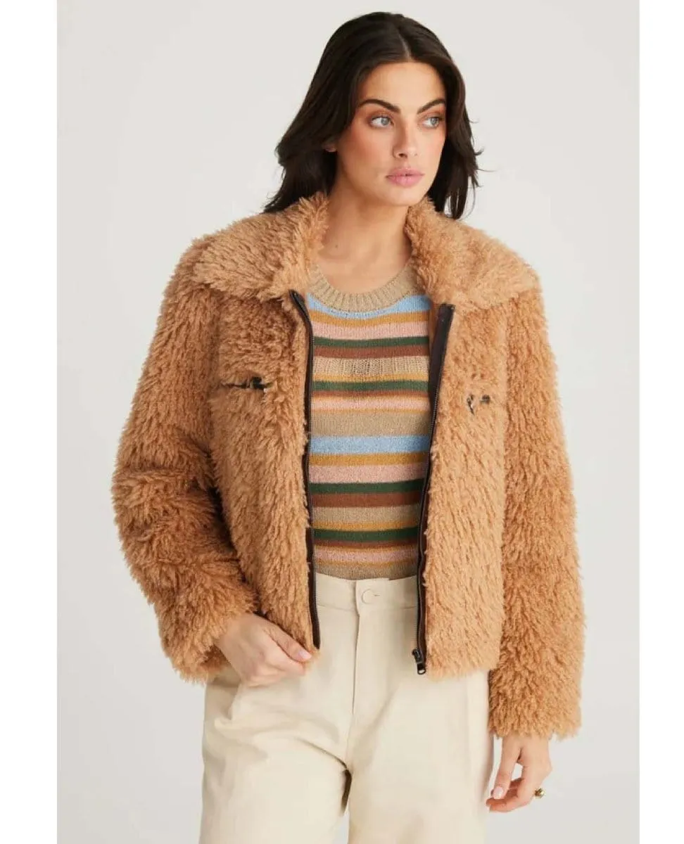 Cyrus Fuzzy Zip Jacket Biscuit