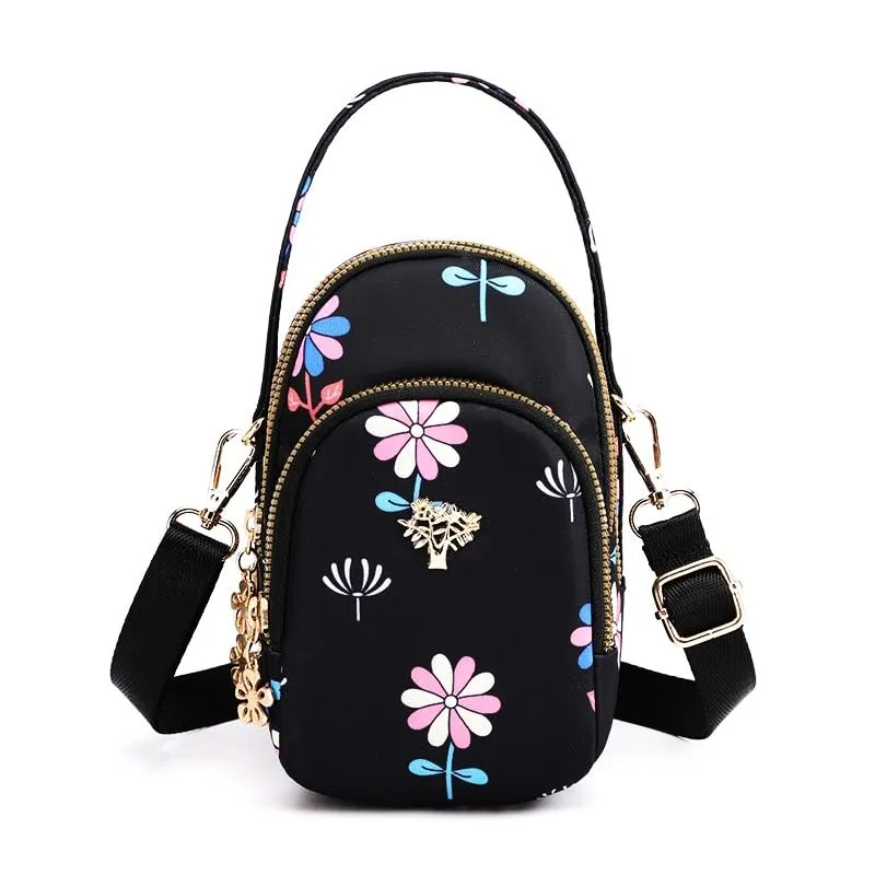 Diva Dale Stylish Trendy Tree Logo Spacious Crossbody Sling Bag For Women And Girls (Black flower)