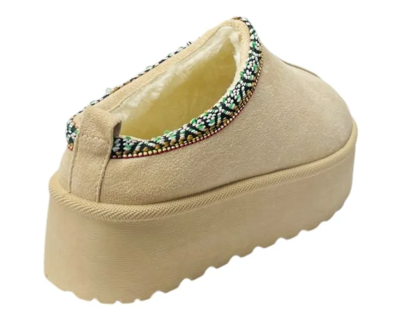 Faux Fur Lined Aztec Platform Shoes