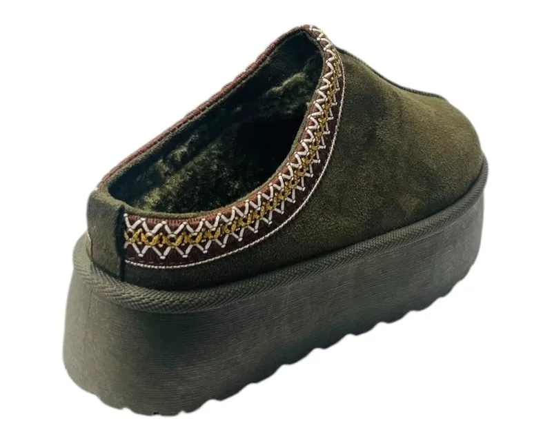 Faux Fur Lined Aztec Platform Shoes