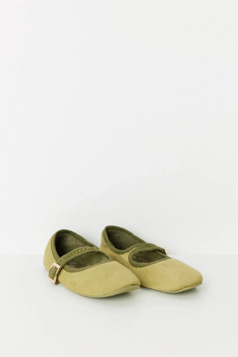 Green ballet flats style slippers