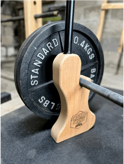 Guitar Themed Jacked Stand by Micro Gainz Wooden Deadlift Jack, Used for Olympic Barbells