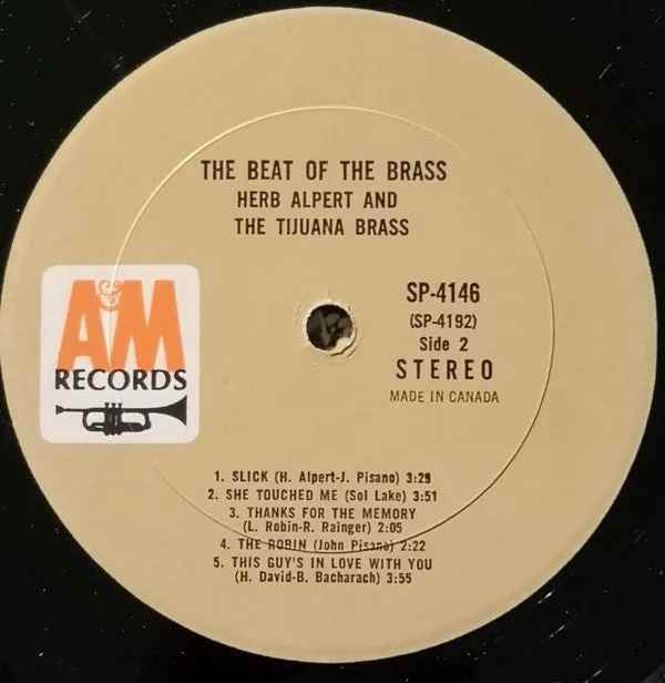 Herb Alpert & The Tijuana Brass - The Beat Of The Brass (LP, Album, Used) / Very Good (VG)