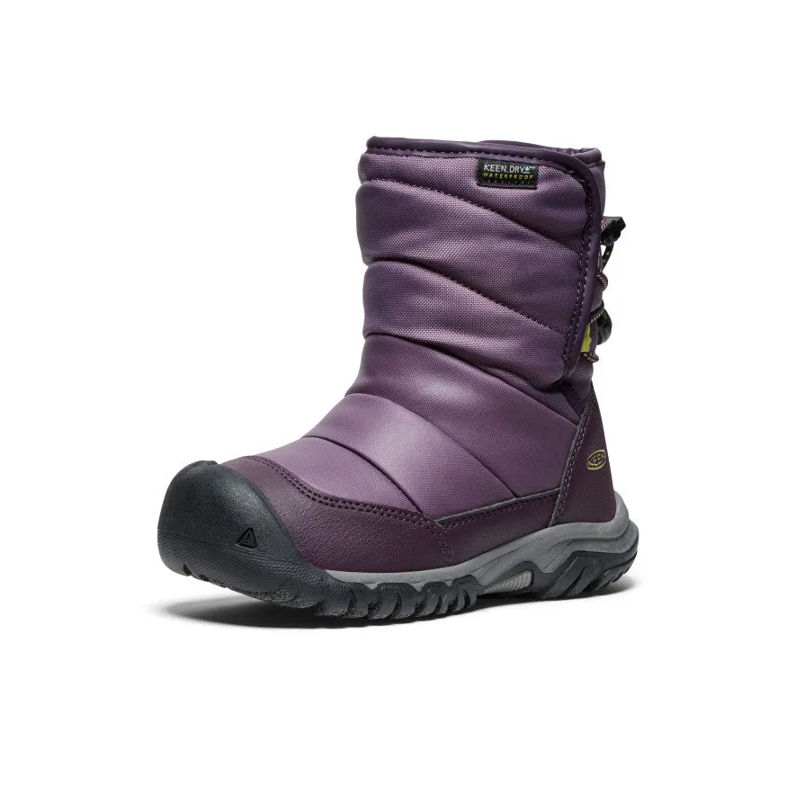 Little Kids' Puffrider Waterproof Winter Boot  |  Black Plum/Daiquiri Green