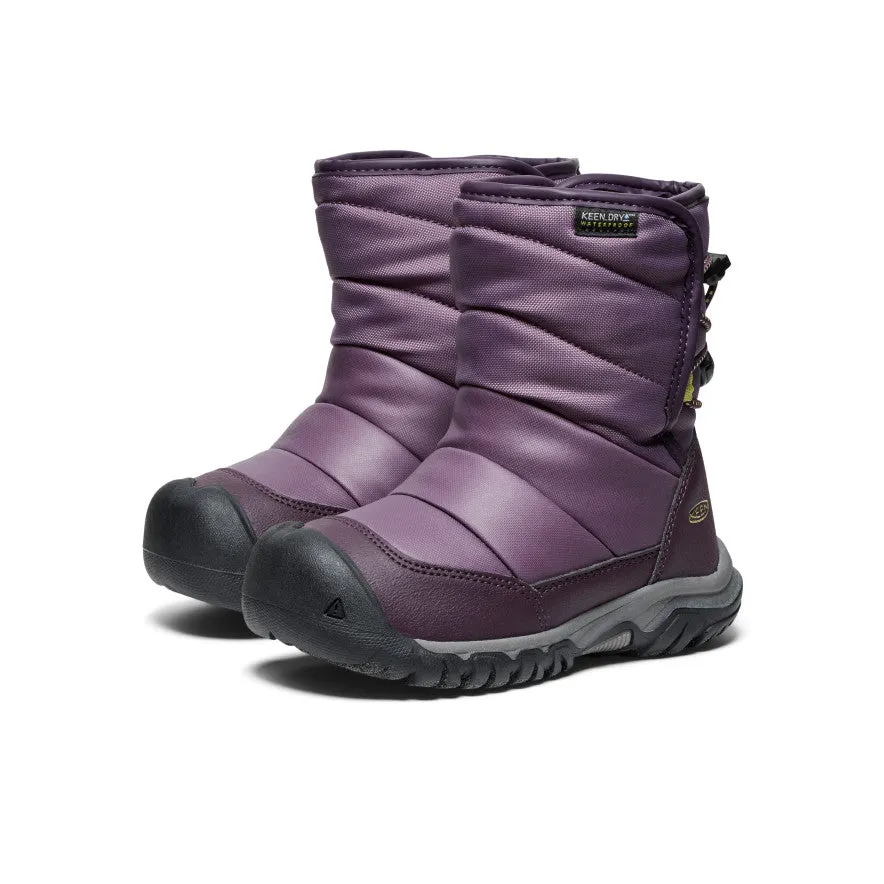 Little Kids' Puffrider Waterproof Winter Boot  |  Black Plum/Daiquiri Green