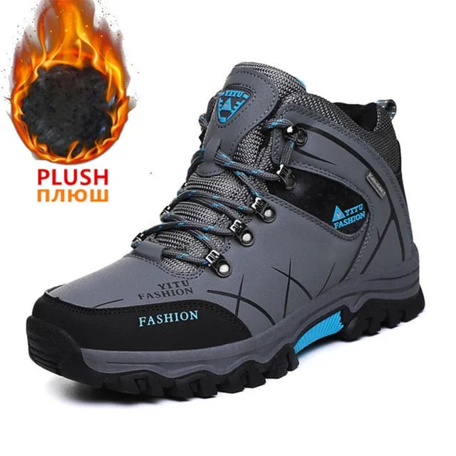 Men Winter Snow Boots Waterproof Leather Sneakers Super Warm Boots