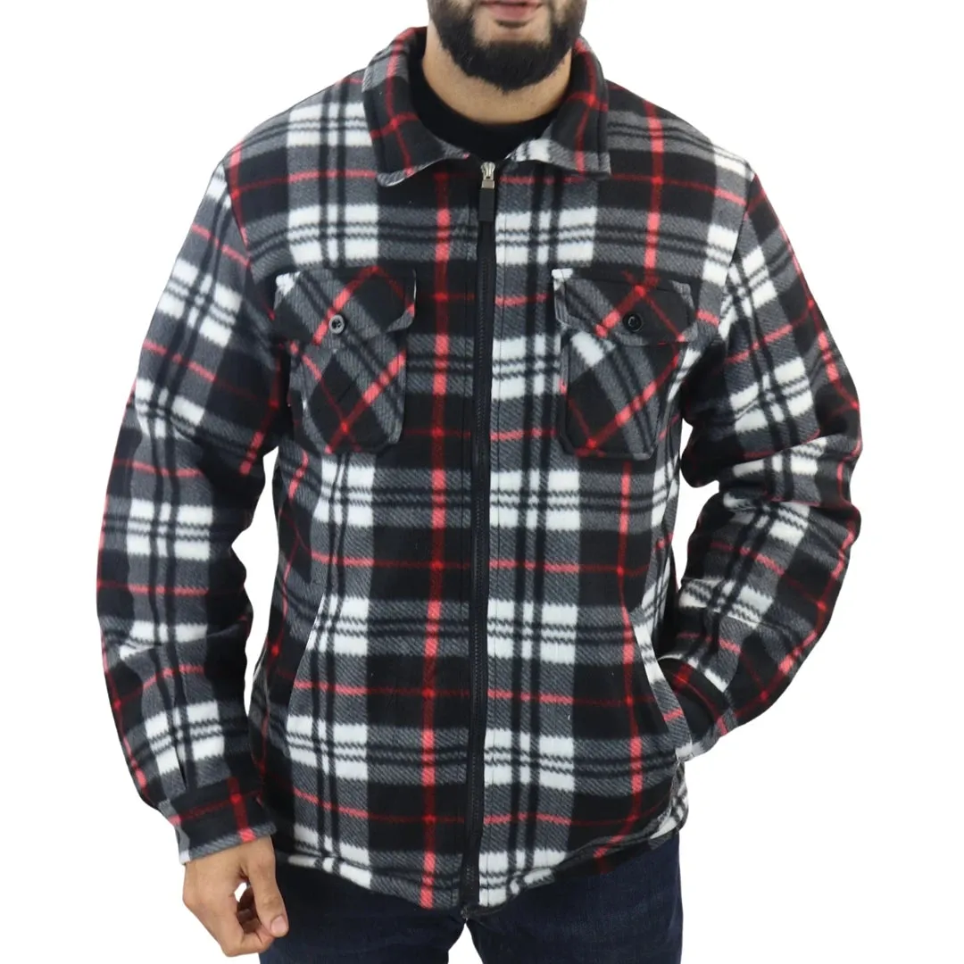 Men's Fleece Lined Lumberjack Zipped Check Winter Shirt