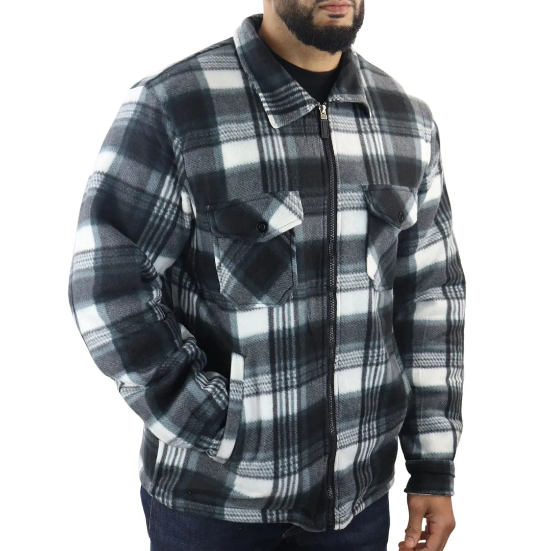 Men's Fleece Lined Lumberjack Zipped Check Winter Shirt