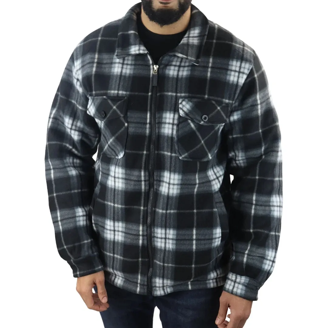 Men's Fleece Lined Lumberjack Zipped Check Winter Shirt