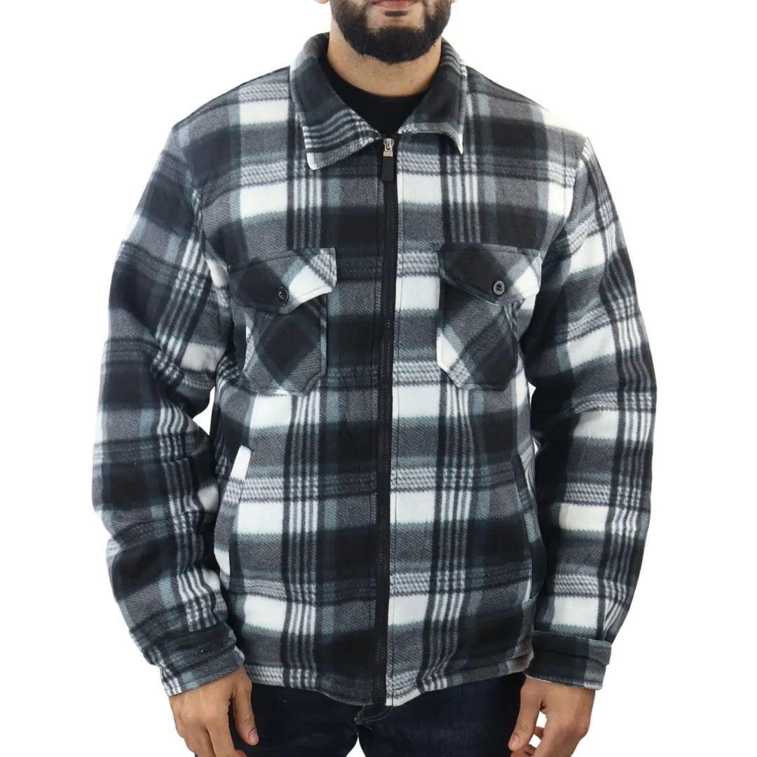 Men's Fleece Lined Lumberjack Zipped Check Winter Shirt