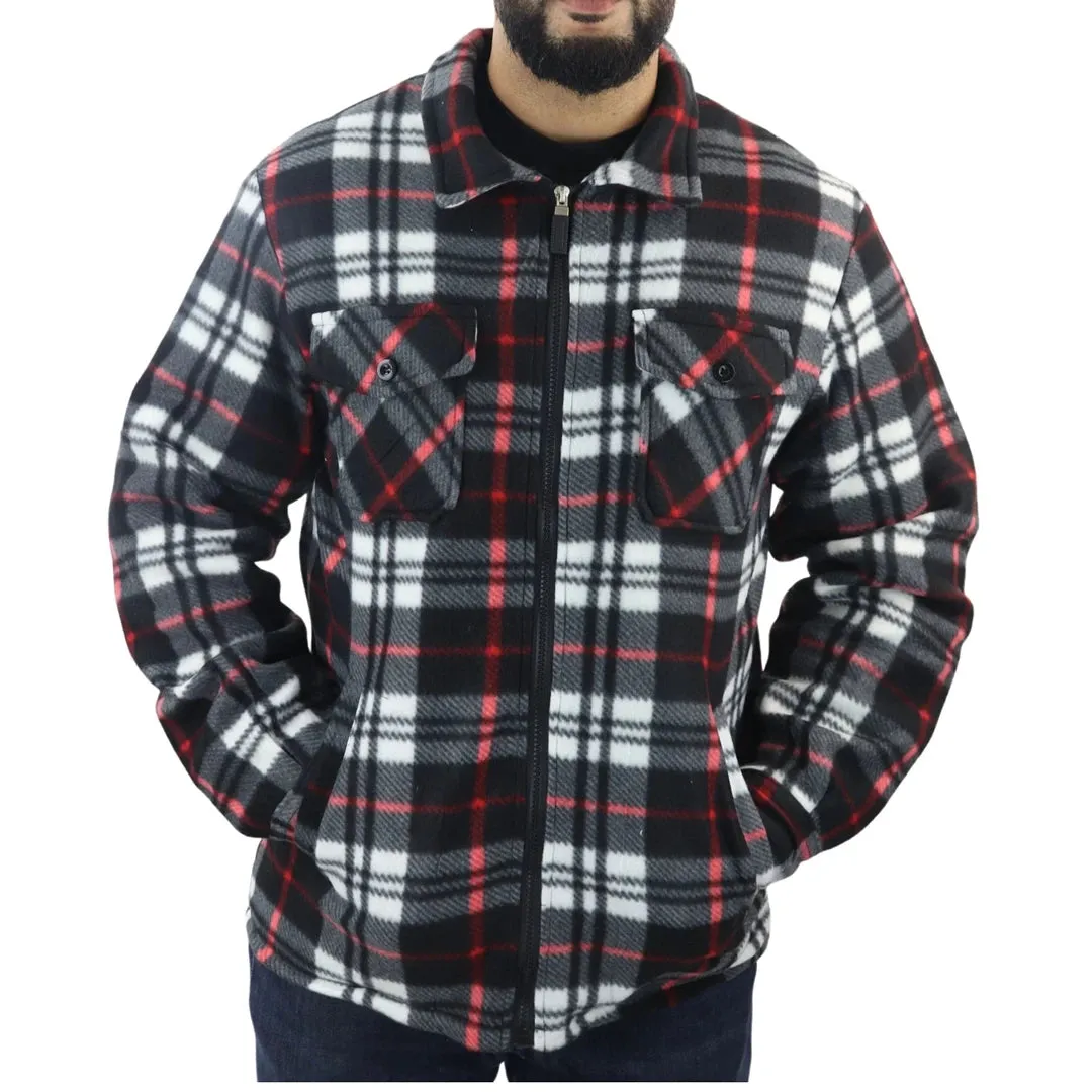 Men's Fleece Lined Lumberjack Zipped Check Winter Shirt