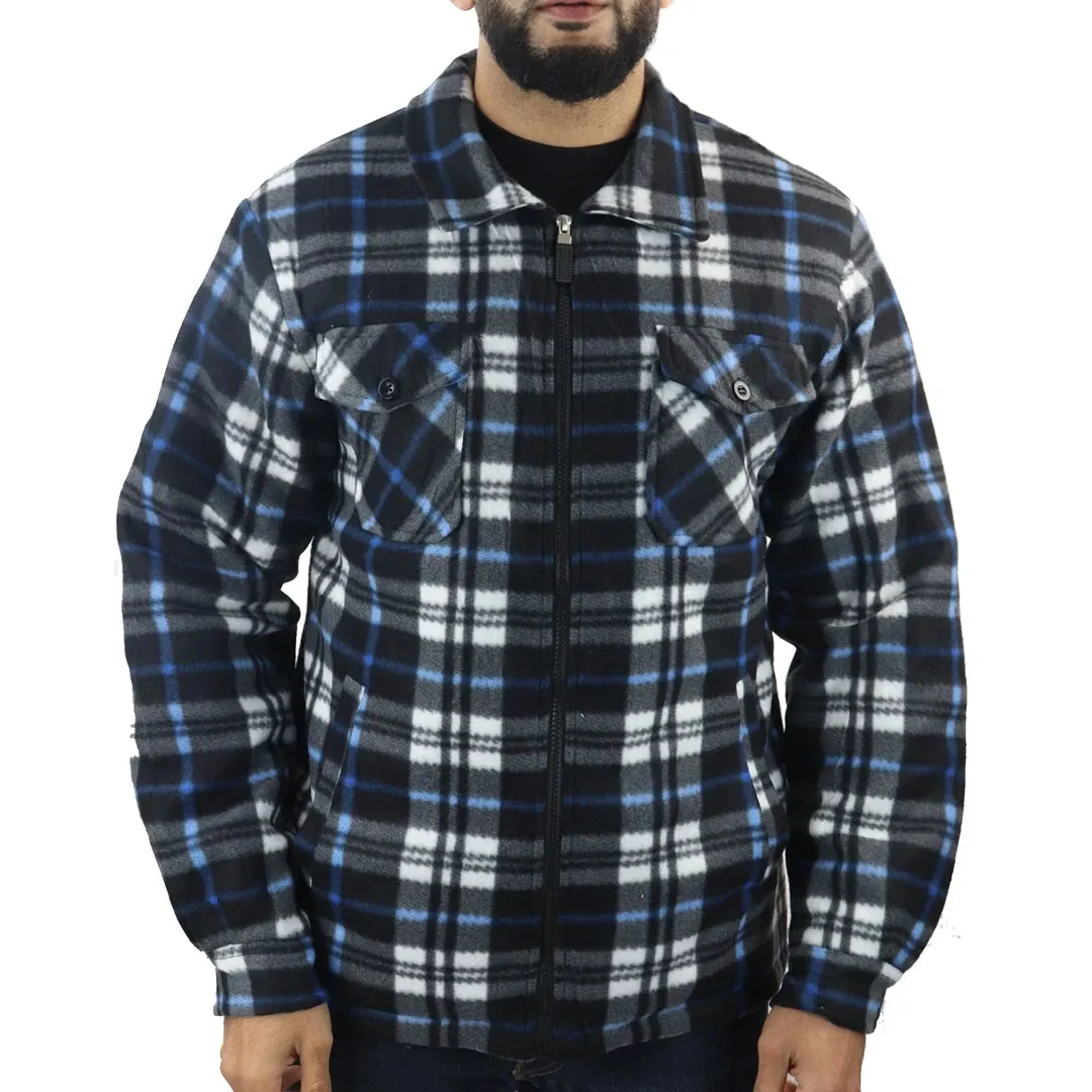 Men's Fleece Lined Lumberjack Zipped Check Winter Shirt