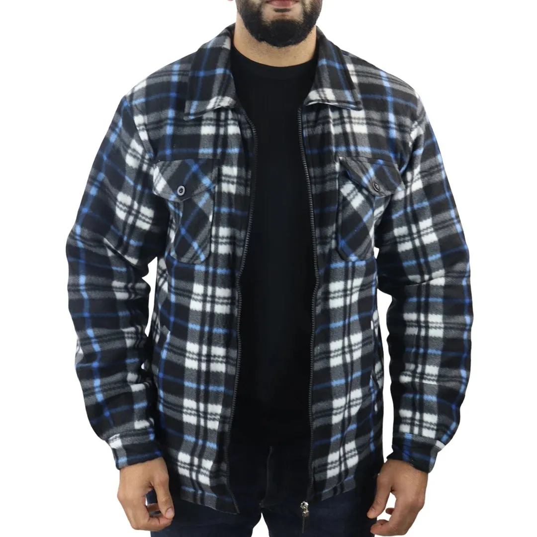 Men's Fleece Lined Lumberjack Zipped Check Winter Shirt