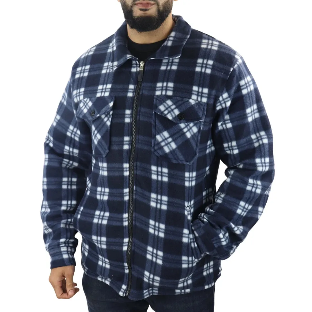 Men's Fleece Lined Lumberjack Zipped Check Winter Shirt