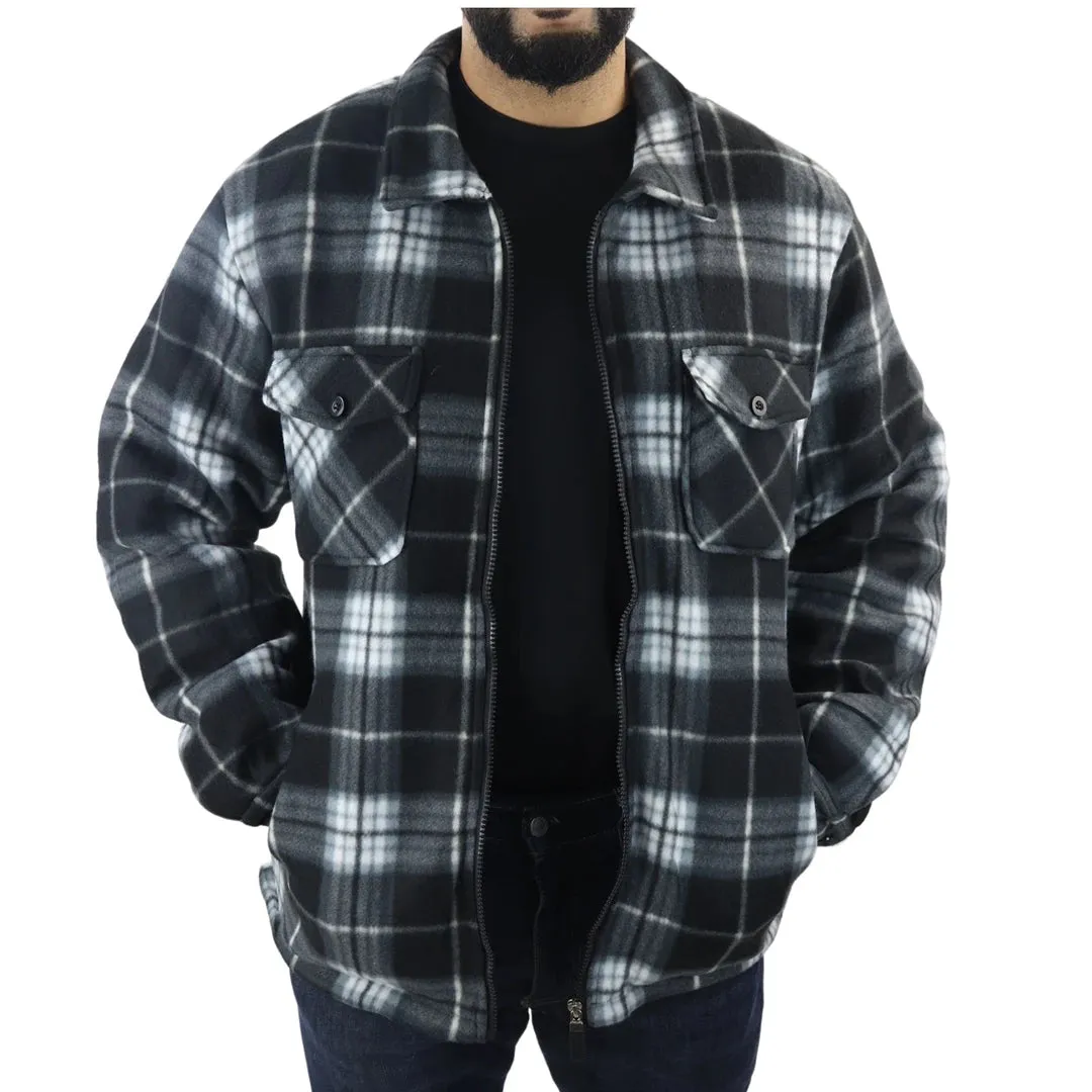 Men's Fleece Lined Lumberjack Zipped Check Winter Shirt