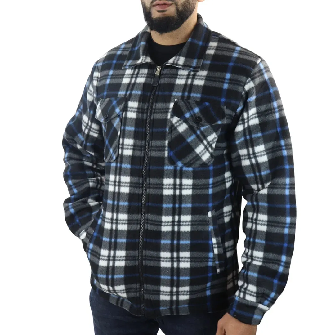 Men's Fleece Lined Lumberjack Zipped Check Winter Shirt