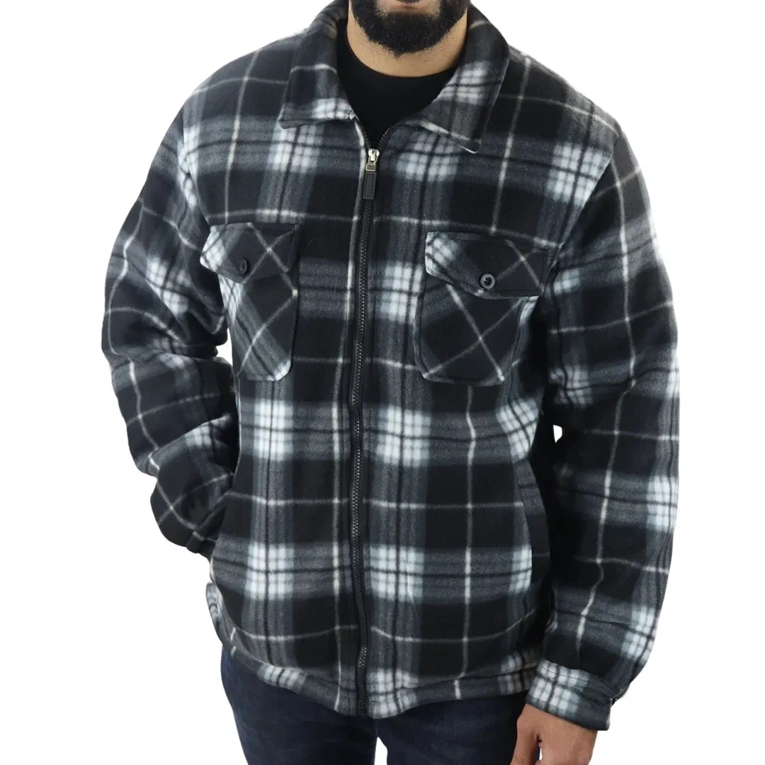 Men's Fleece Lined Lumberjack Zipped Check Winter Shirt