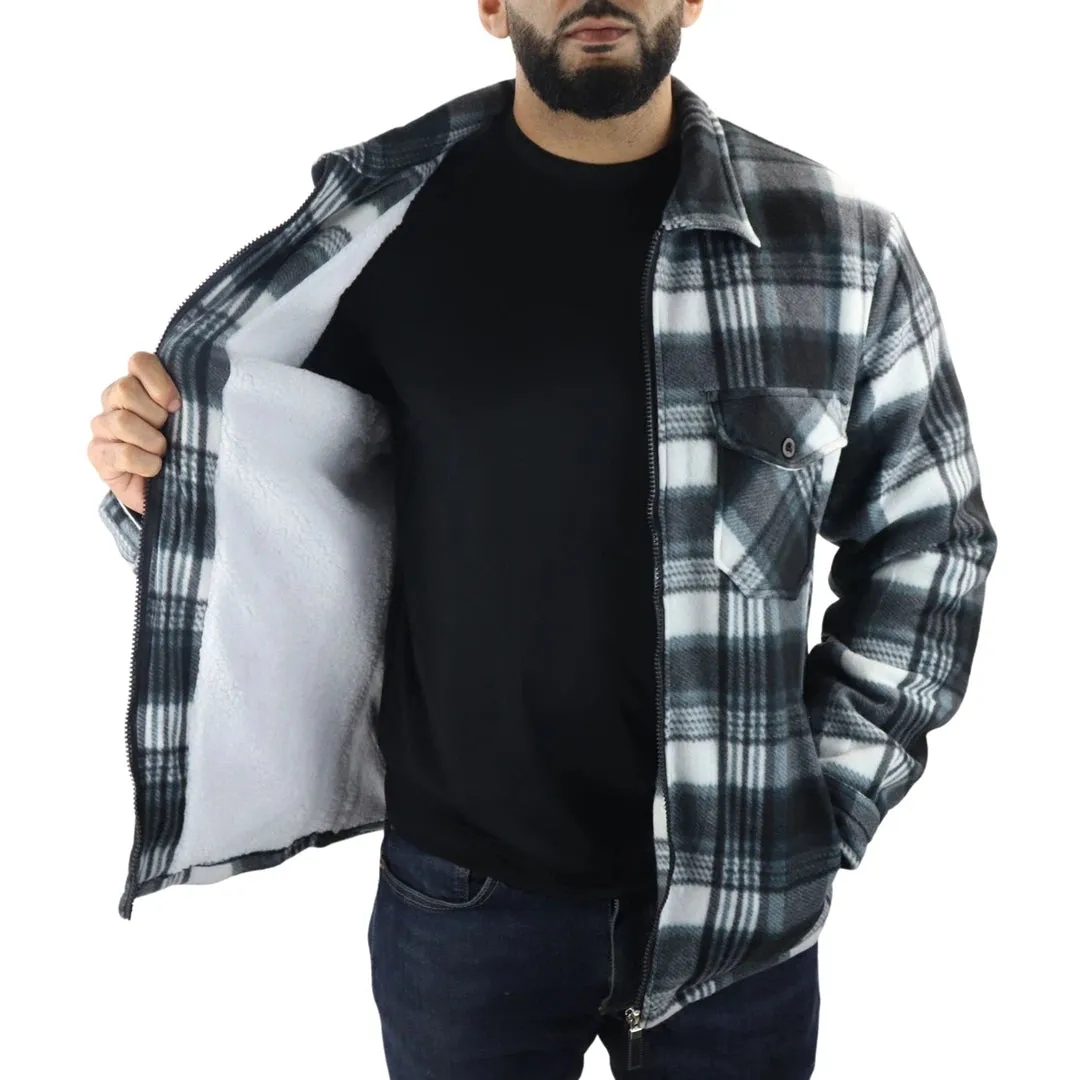 Men's Fleece Lined Lumberjack Zipped Check Winter Shirt