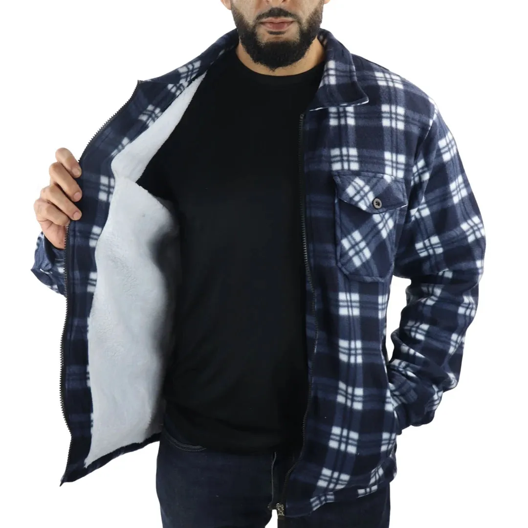 Men's Fleece Lined Lumberjack Zipped Check Winter Shirt