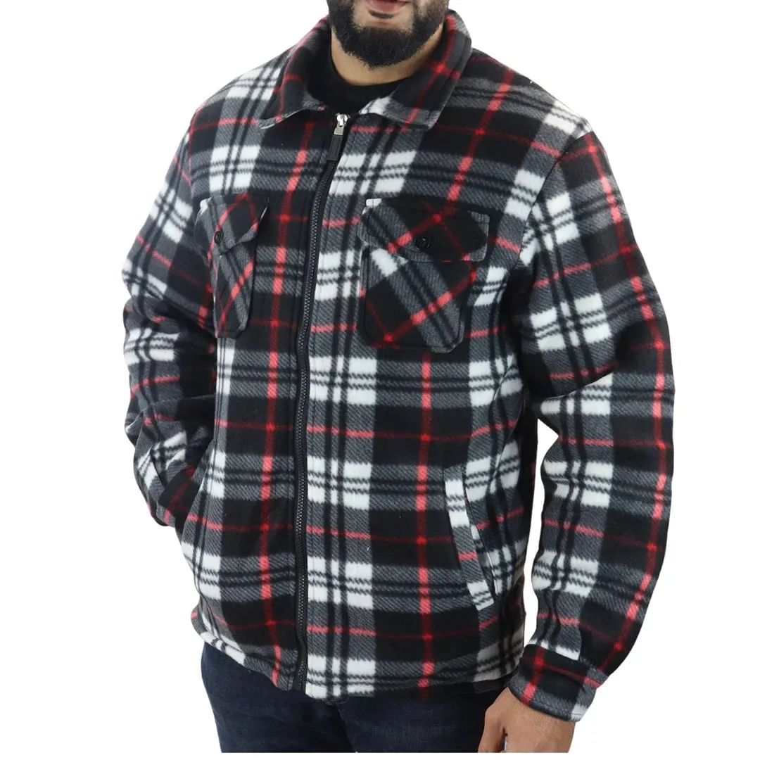 Men's Fleece Lined Lumberjack Zipped Check Winter Shirt