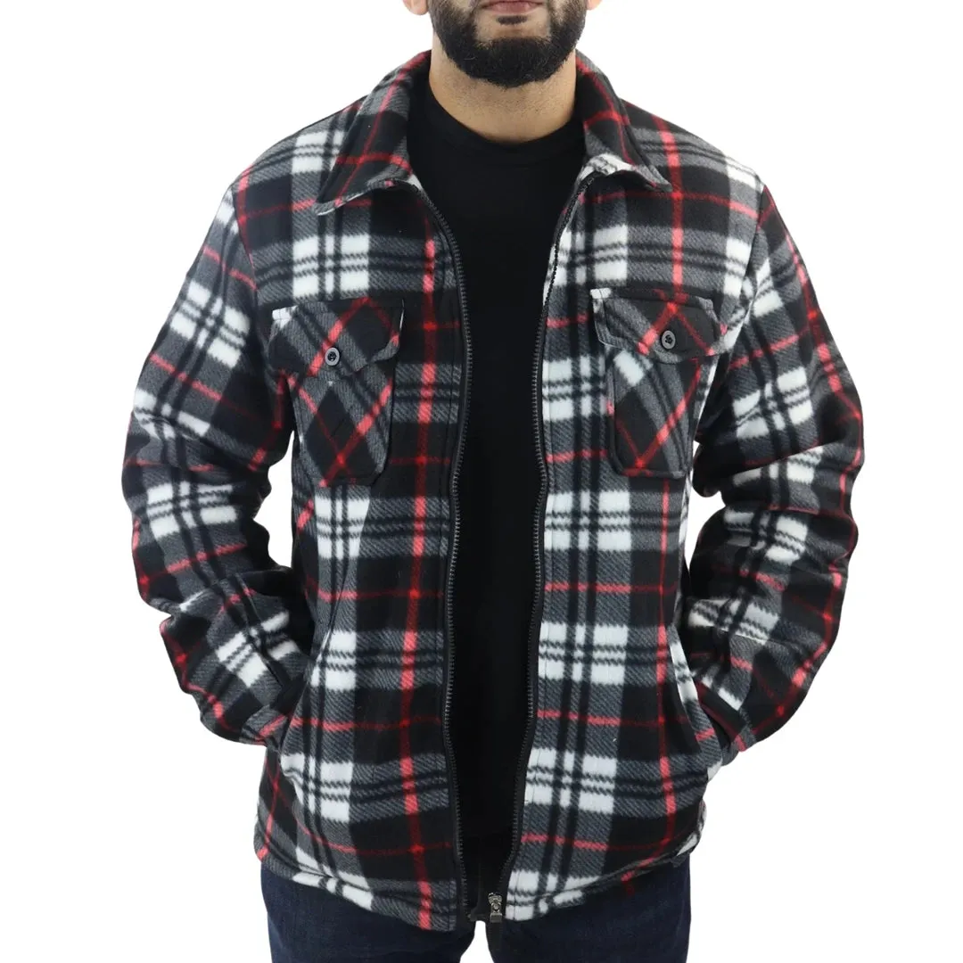 Men's Fleece Lined Lumberjack Zipped Check Winter Shirt