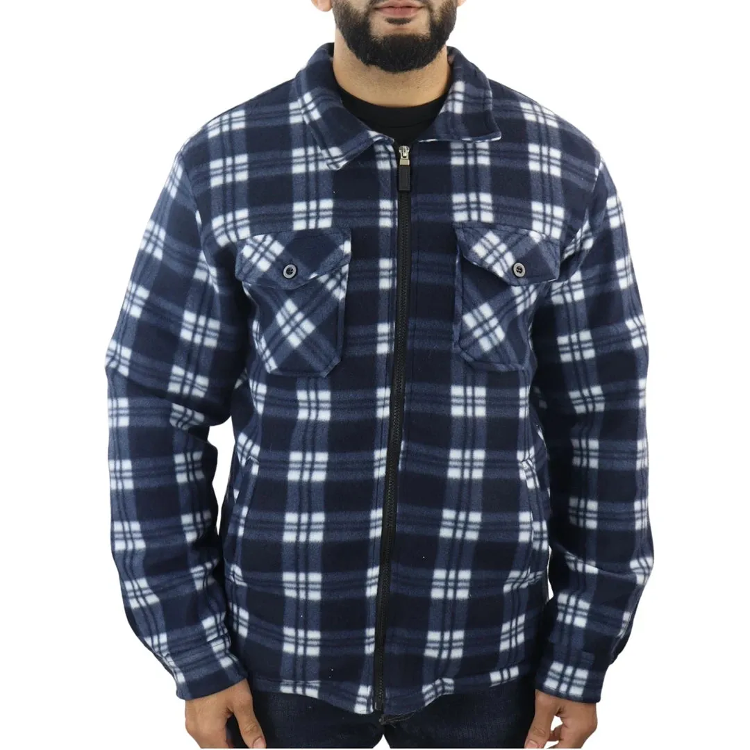 Men's Fleece Lined Lumberjack Zipped Check Winter Shirt