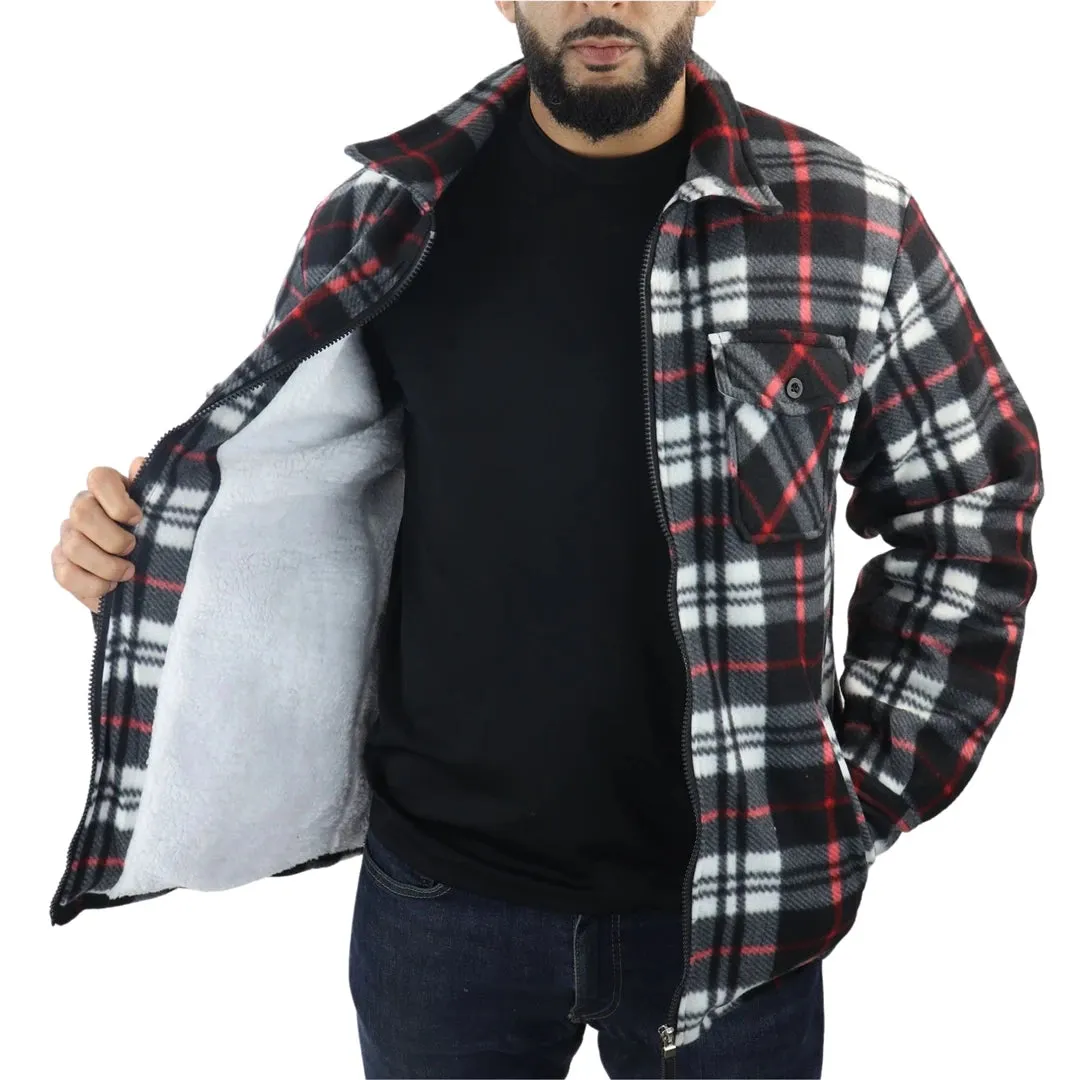 Men's Fleece Lined Lumberjack Zipped Check Winter Shirt