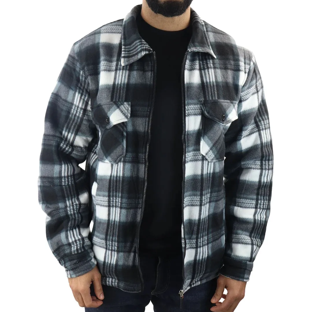 Men's Fleece Lined Lumberjack Zipped Check Winter Shirt