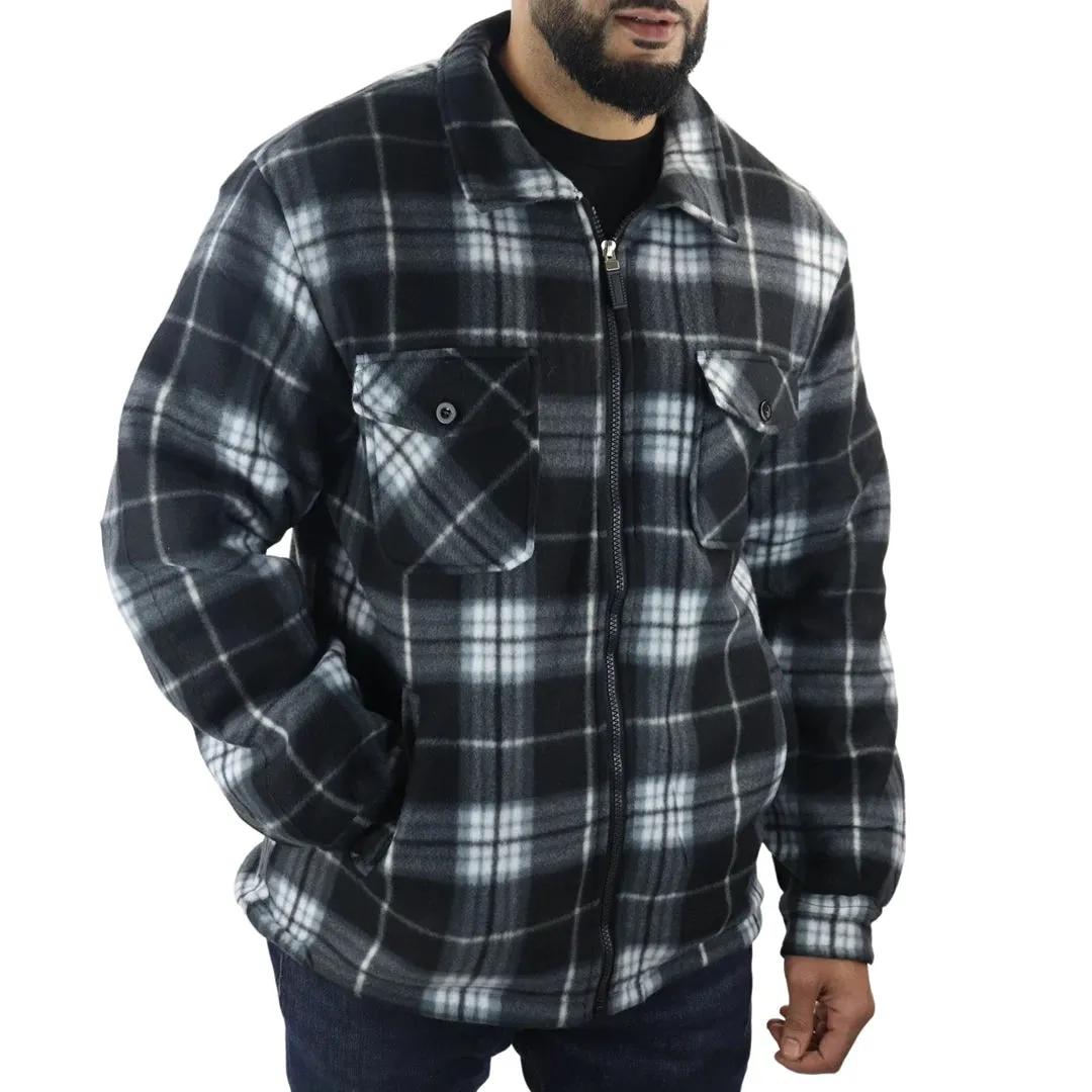 Men's Fleece Lined Lumberjack Zipped Check Winter Shirt