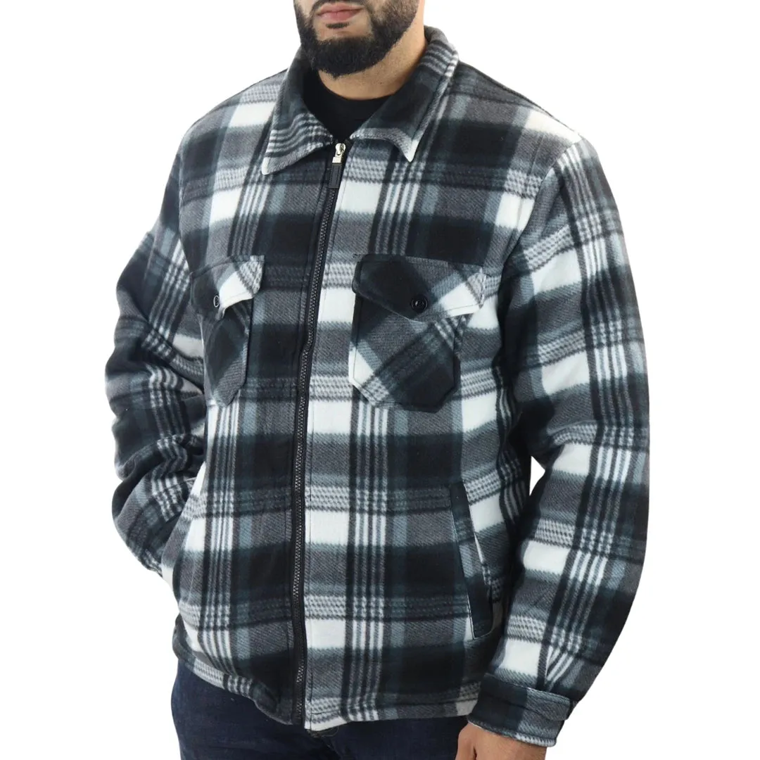 Men's Fleece Lined Lumberjack Zipped Check Winter Shirt