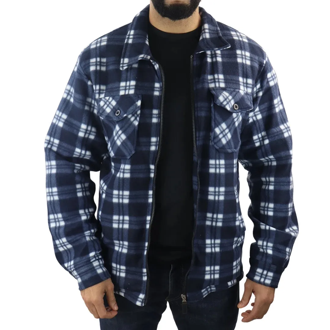 Men's Fleece Lined Lumberjack Zipped Check Winter Shirt