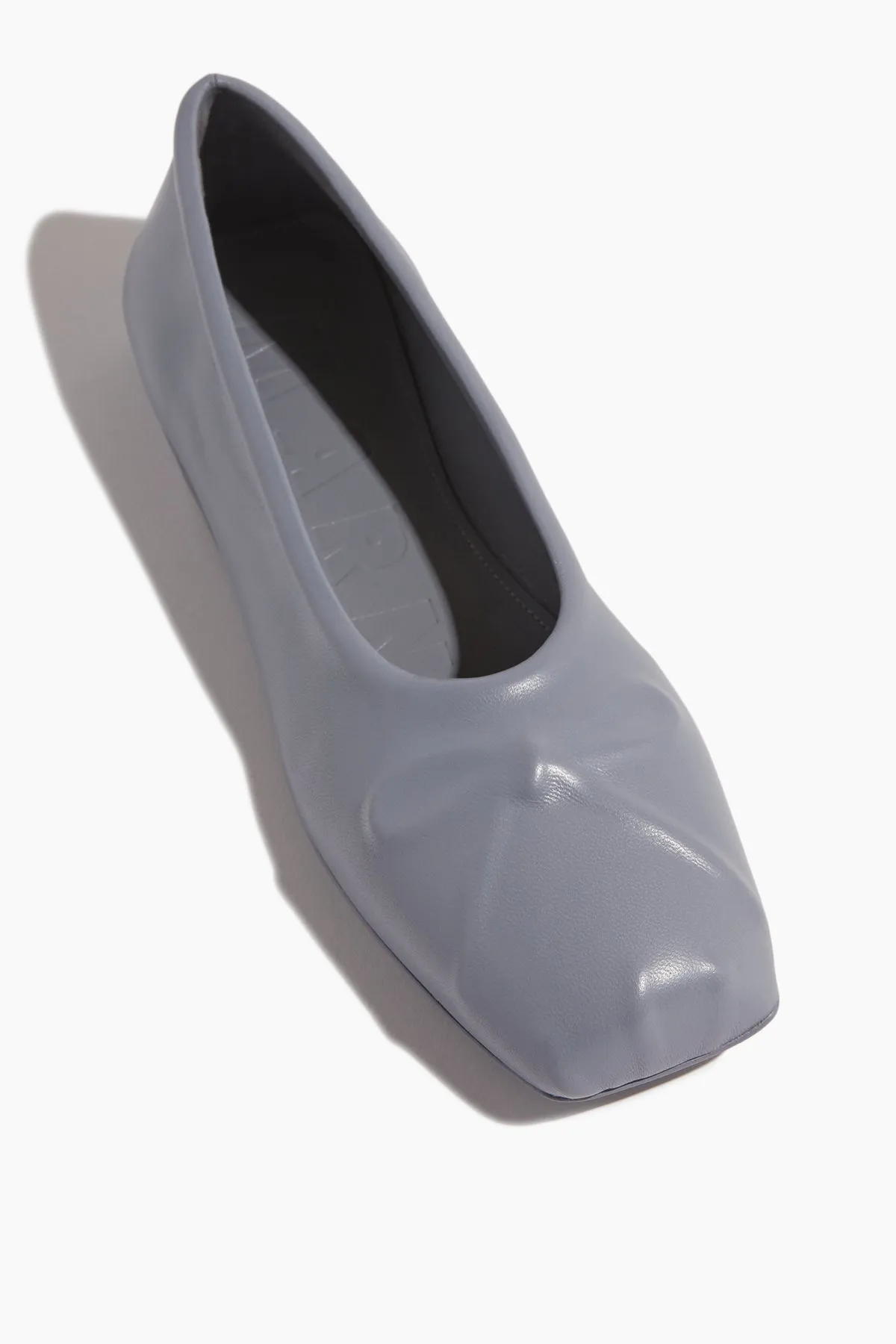 Nappa Leather Seamless Little Bow Ballet Flat in Gray