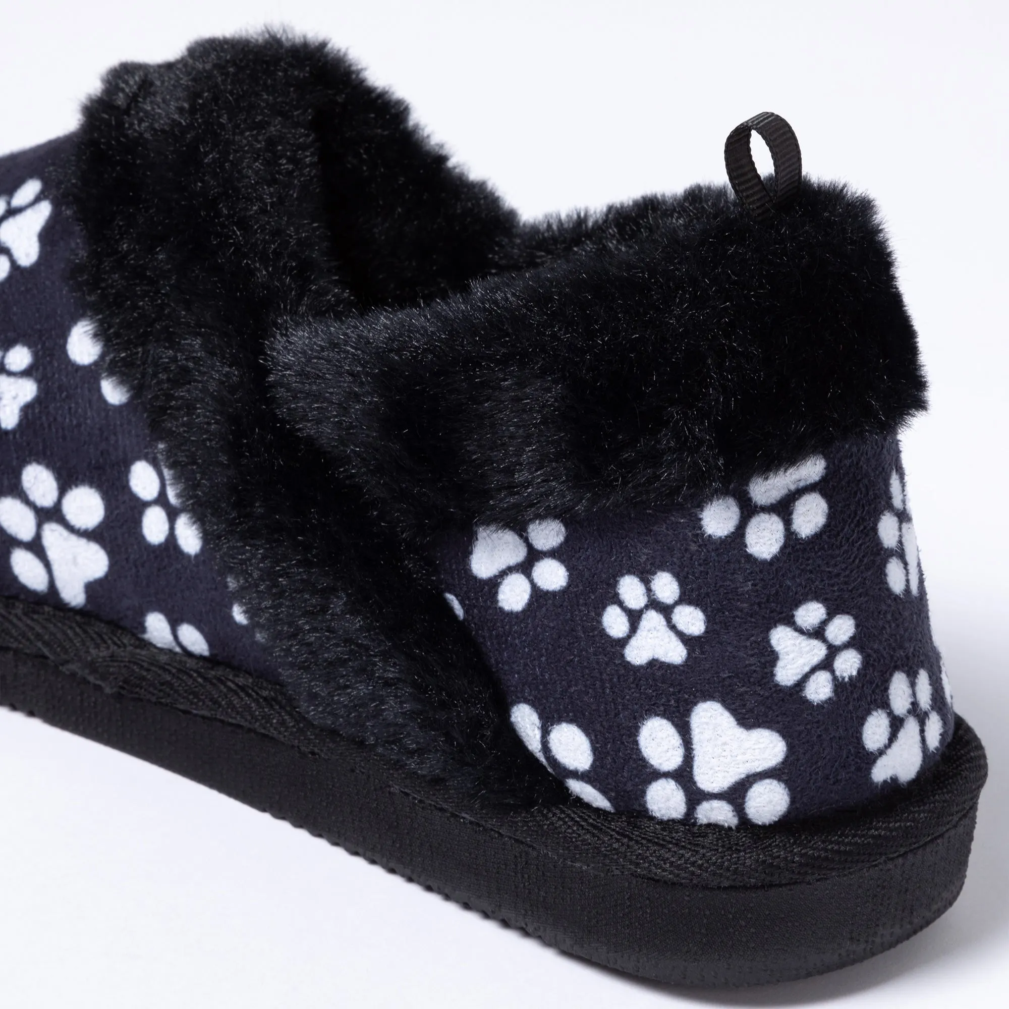 Paw Print Faux Fur Lined Indoor/Outdoor Slippers