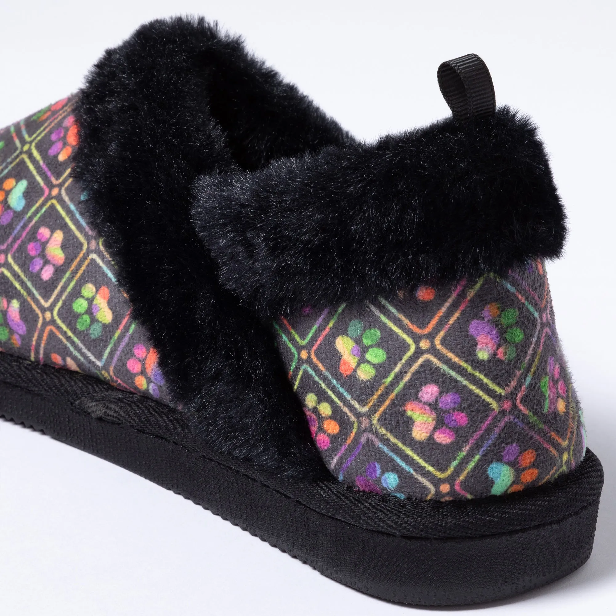 Paw Print Faux Fur Lined Indoor/Outdoor Slippers