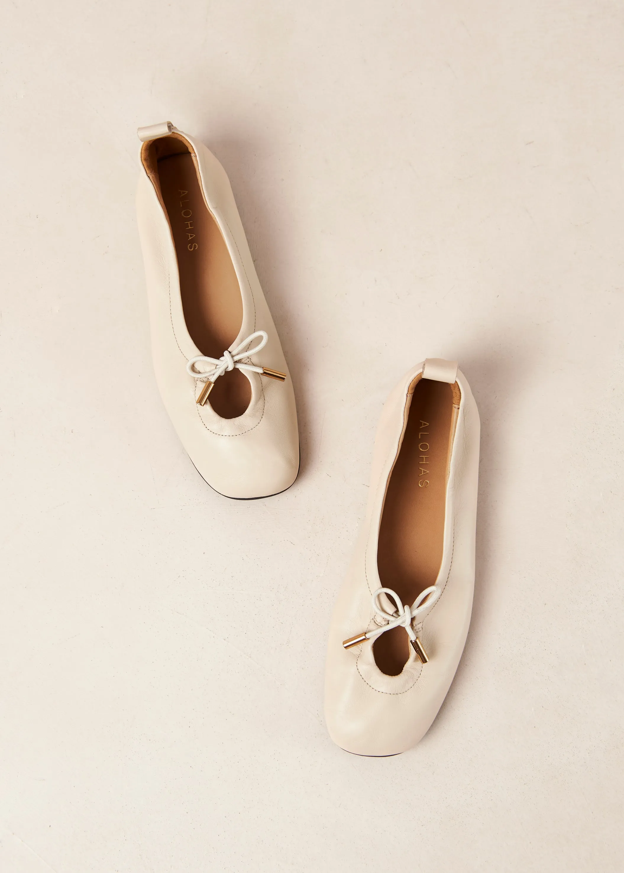 Rosalind Leather Ballet Flats Cream