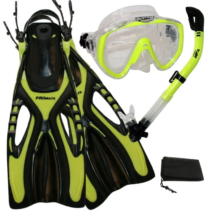 Scuba Diving Snorkeling Extra-Wide Mask Snorkel Fins Gear Set - SCS0081