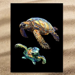 Sea Turtles in Black Extra Large Towel