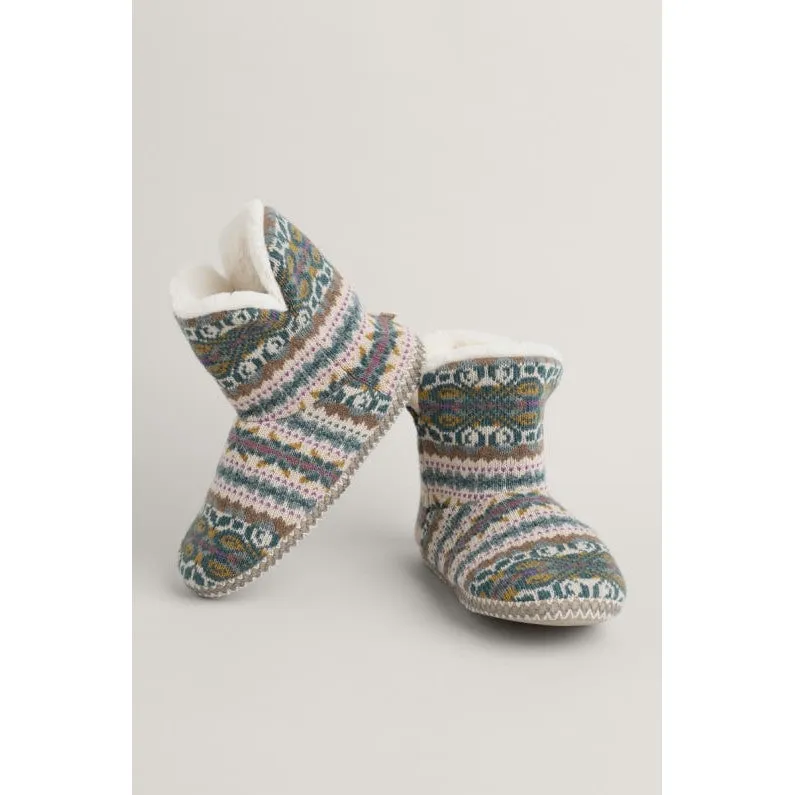 Seasalt Snooze Slipper Booties Goldfinch Dusky Jade Multi