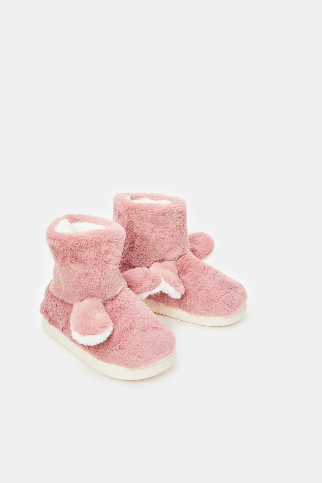 Senior Girls Pink Ankle Slippers