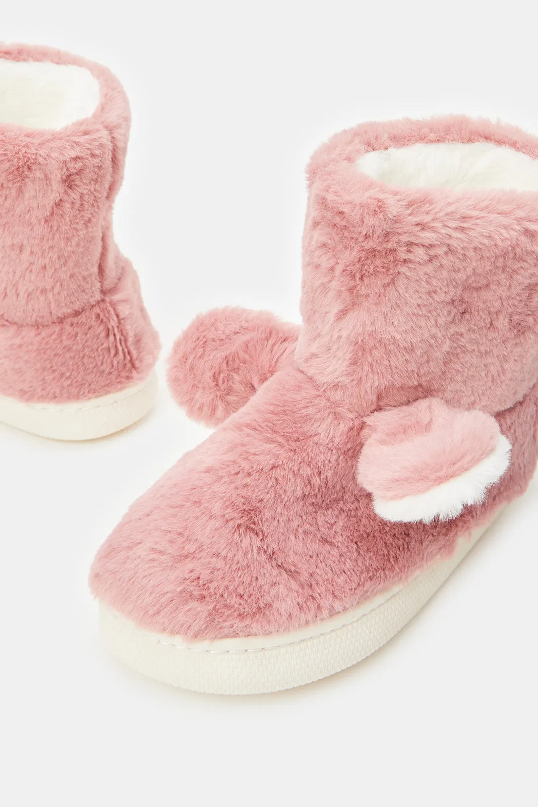 Senior Girls Pink Ankle Slippers